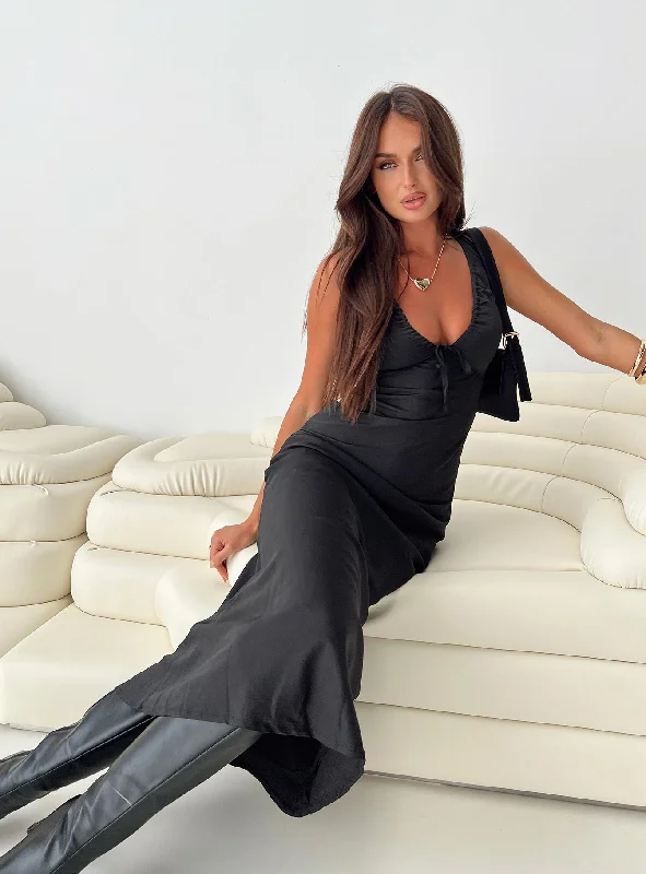 Bareena Bias Cut Maxi Dress Black