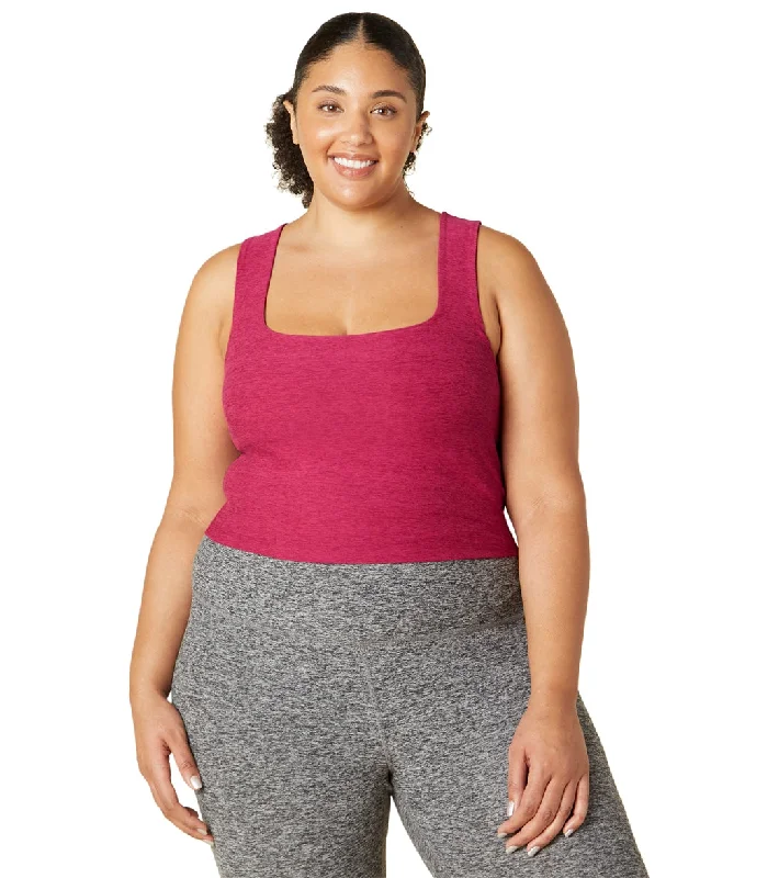 Beyond Yoga Plus Size Spacedye Square Neck Cropped Tank Dragonfruit-Sangria