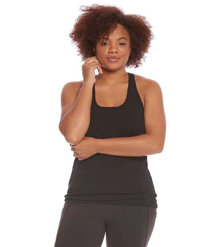 Hard Tail Plus Size U Scoop Yoga Tank Top Black