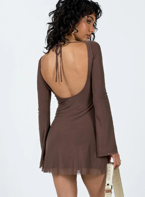 Lukea Long Sleeve Mini Dress Brown