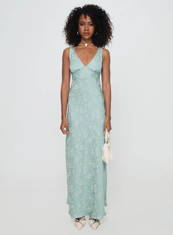 Nell Jacquard Maxi Dress Blue