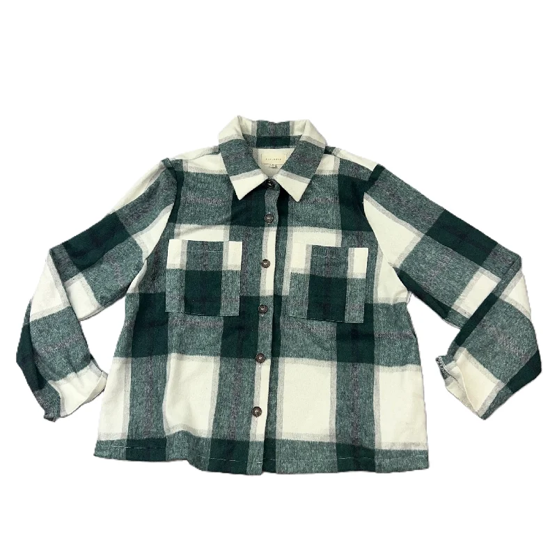 Plaid Pattern Jacket Shirt By Melloday, Size: Xl