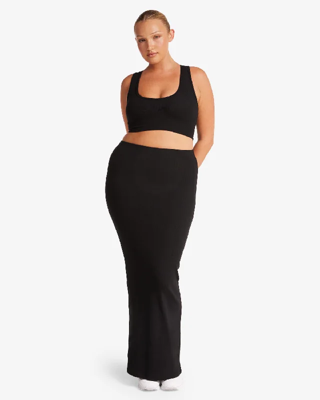 Rib Maxi Skirt | Black