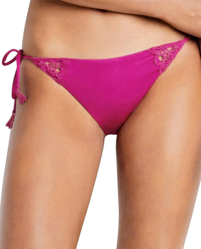 Brazilian Tie Side Bikini Bottom In Sea Flower Festival Pink