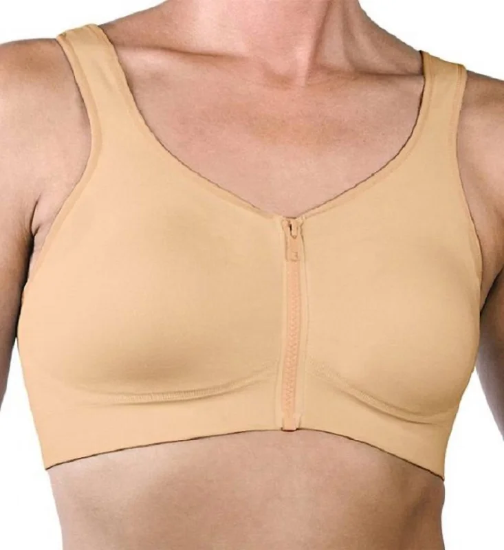 Seamless Zipper Front Close Bra In Nude