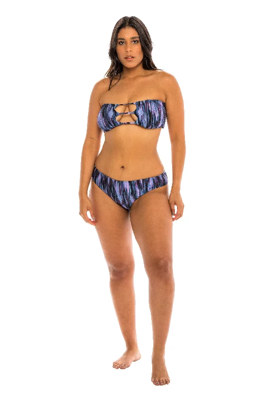 Vegas Strappy Cut Out Bandeau Bikini Top - Twilight Print