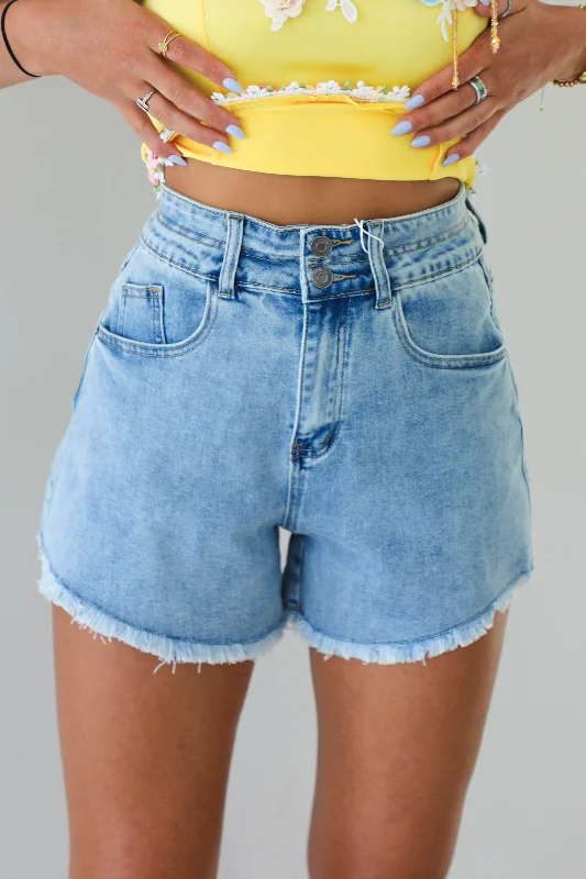 Backroad Songs Denim Shorts: Light Denim