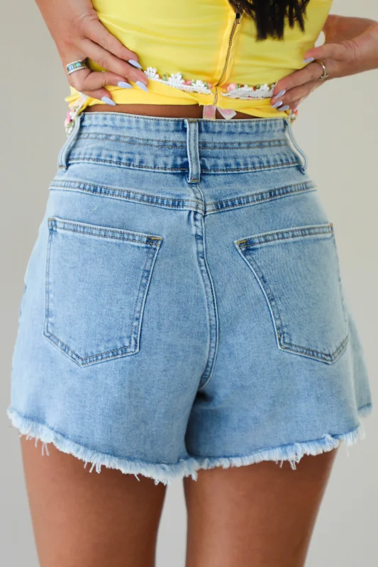 Backroad Songs Denim Shorts: Light Denim