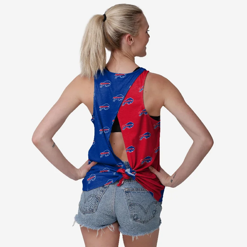 Buffalo Bills Womens Wordmark Mini Print Tie-Breaker Sleeveless Top