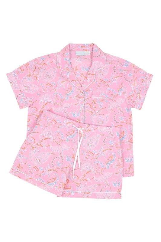 Camille Short Sleeve Shorty Pajamas: Pink/Multi