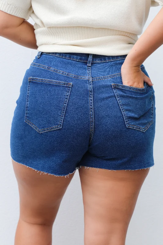 Heat Wave High Rise Shorts: Dark Denim