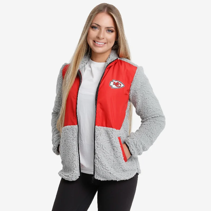 Kansas City Chiefs Womens Sherpa Soft Zip Up Jacket