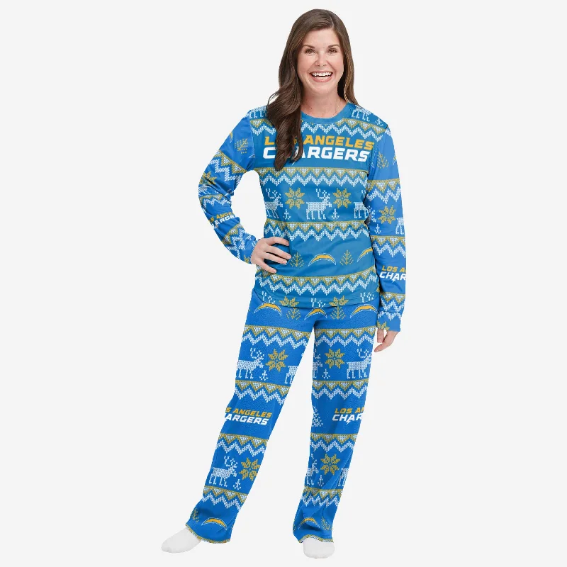 Los Angeles Chargers Womens Ugly Pattern Family Holiday Pajamas