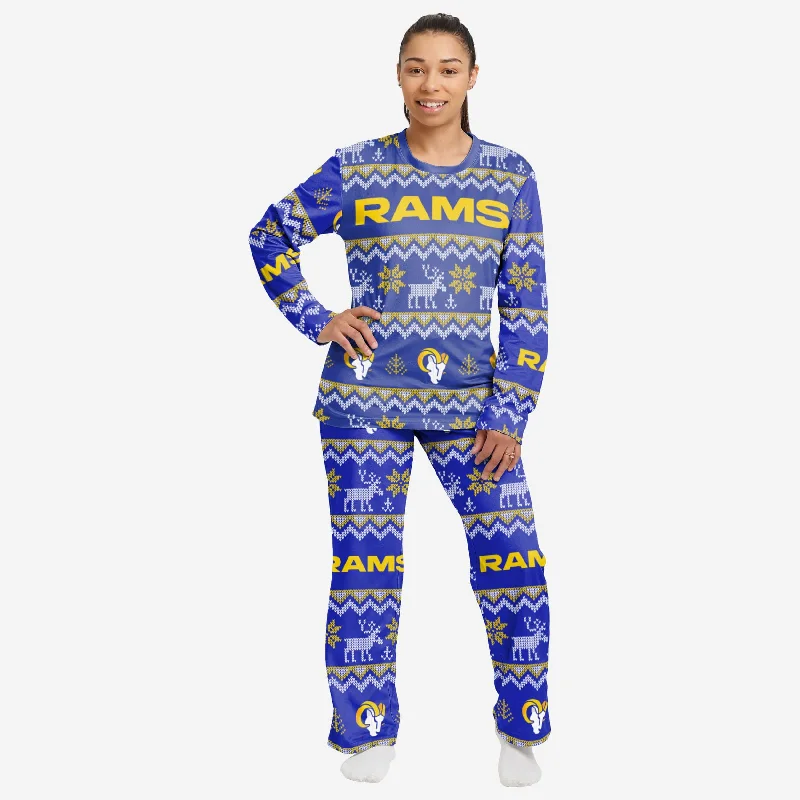 Los Angeles Rams Womens Ugly Pattern Family Holiday Pajamas