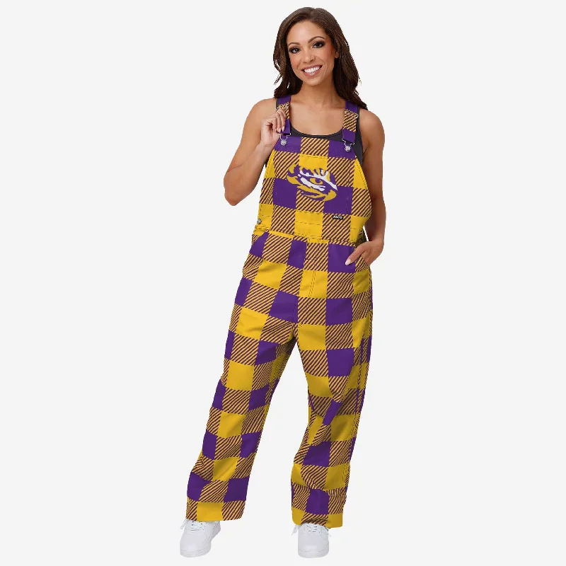 LSU Tigers Womens Plaid Bib Overalls