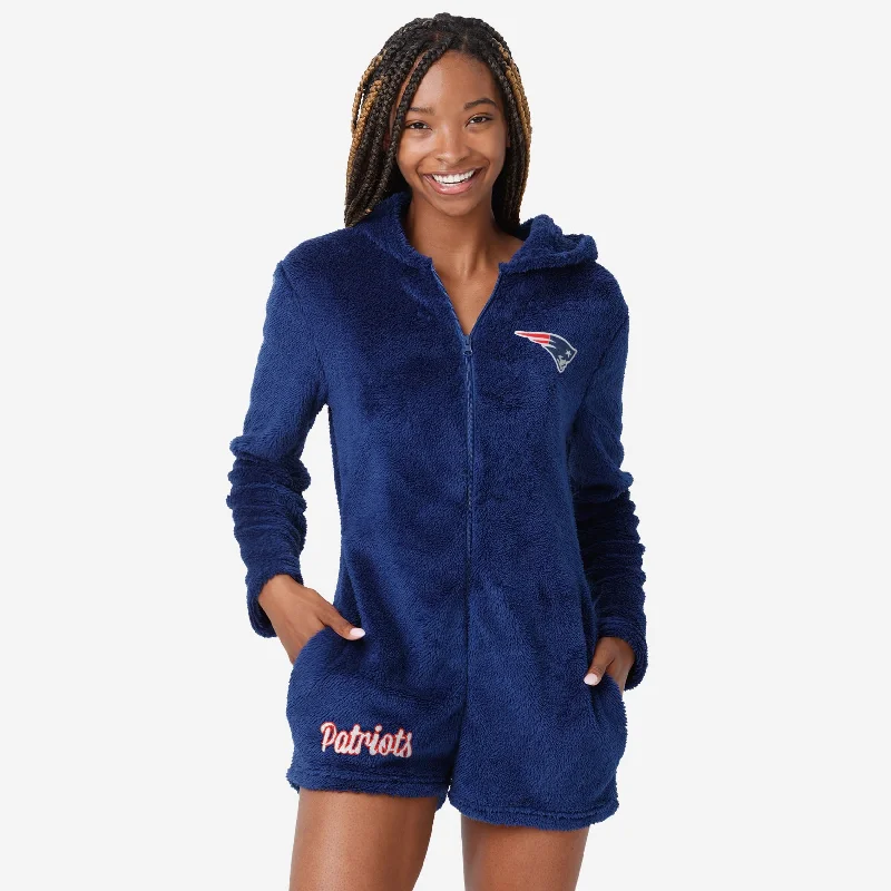 New England Patriots Womens Short Cozy One Piece Pajamas