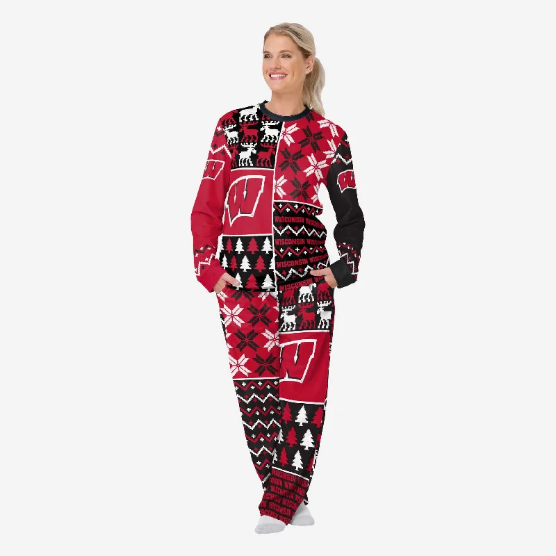 Wisconsin Badgers Womens Busy Block Family Holiday Pajamas