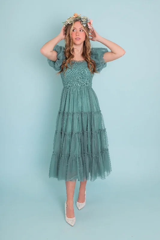 RESTOCK: An Absolute Beauty Tulle Midi Dress-Teal