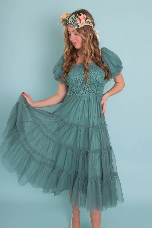 RESTOCK: An Absolute Beauty Tulle Midi Dress-Teal