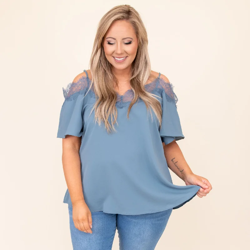 Born Beautiful Blouse, Dusty Blue