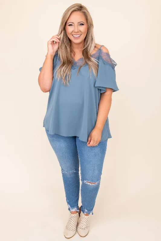 Born Beautiful Blouse, Dusty Blue