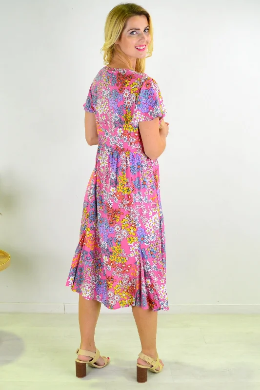 Bouquet Flutter Sleeve Shift Dress Tunic