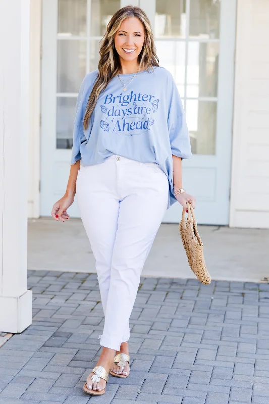 Brighter Days Ahead Boyfriend Tee, Ash Blue