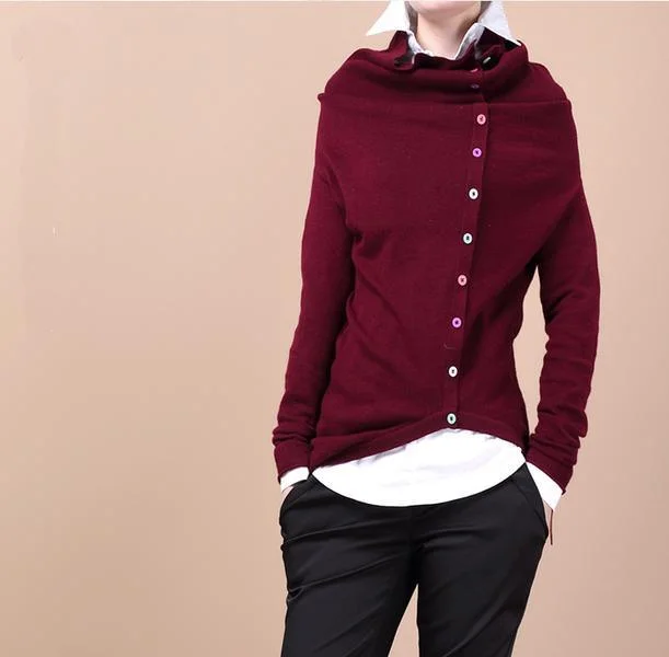 Burgundy Tunic woolen hooded Sweater top