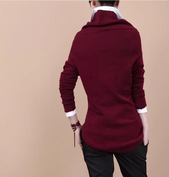 Burgundy Tunic woolen hooded Sweater top