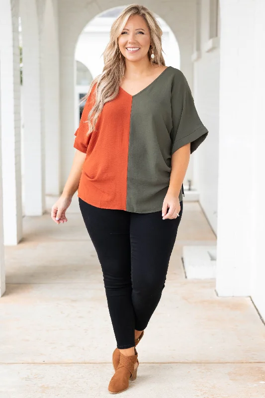 Double Dose of Color Top, Olive