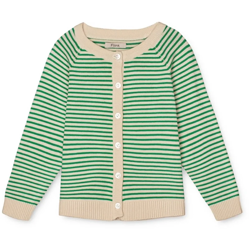 Fliink Jelly Bean Green Stripe Fave Stripe Knitted Cardigan