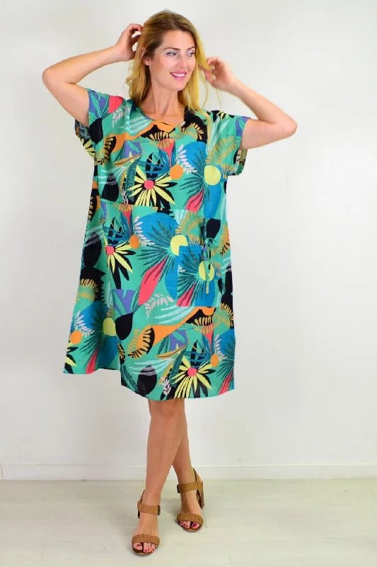 Flowers in Summer Shift Pocket Tunic Dress