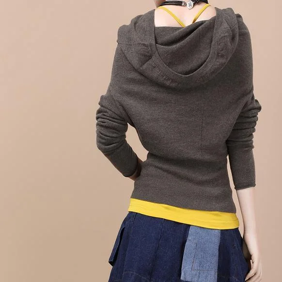 Gray Side buttons sweater woolen top