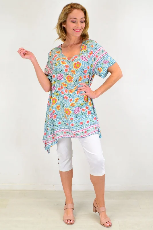 Green Daisy Tunic Top