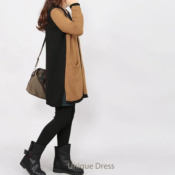 Khaki women sweater coat cardigan