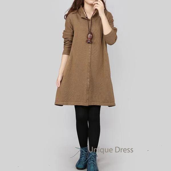 Khaki women sweater coat hooded cardigan