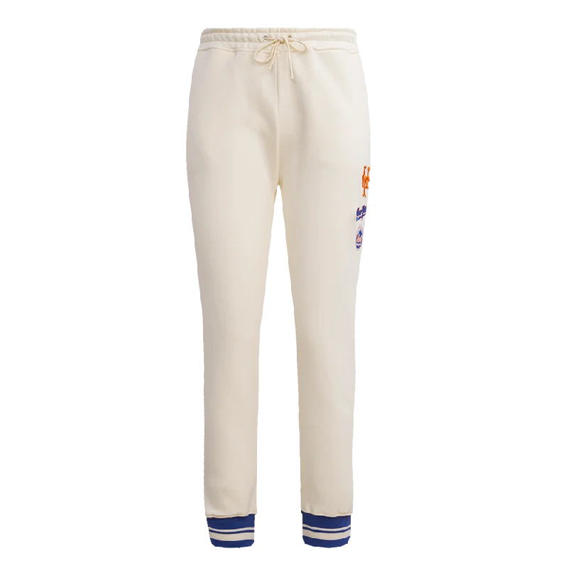 MLB NEW YORK METS RETRO CLASSIC WOMEN'S RIB SWEATPANT (EGGSHELL/ROYAL BLUE)