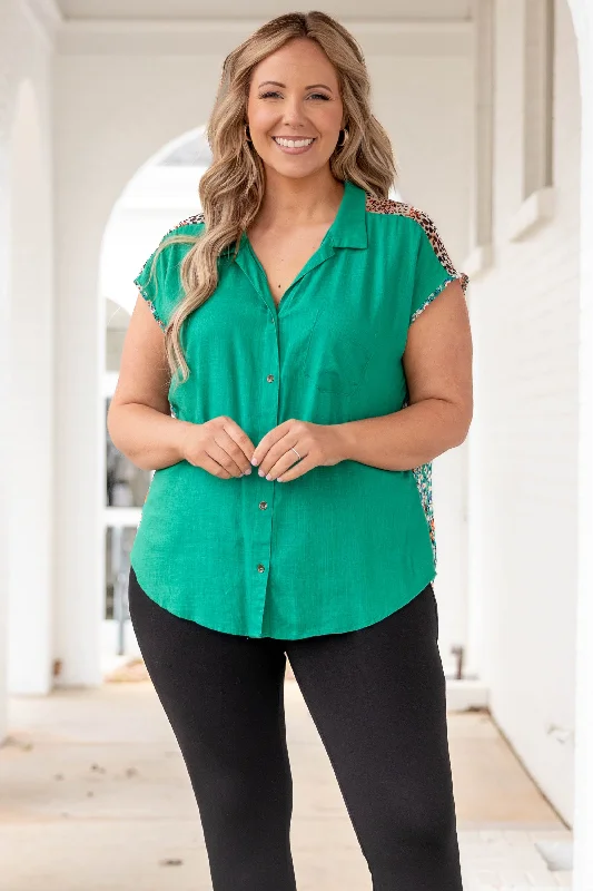 Natural Gem Top, Jade Green