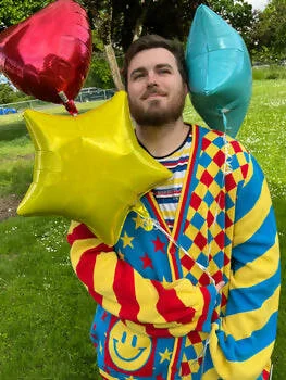 Primary Colored Clown Cardigan