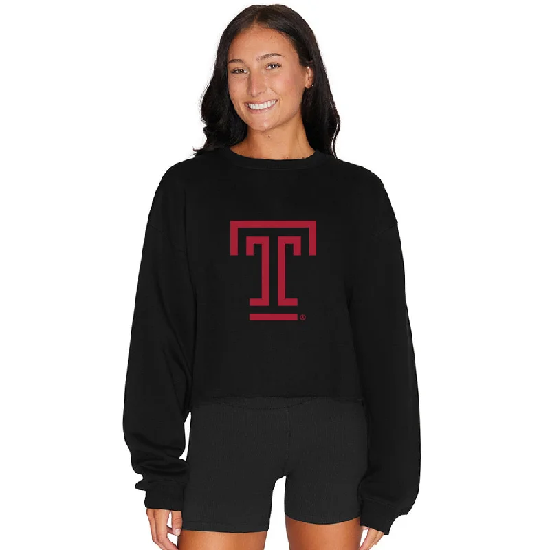 Temple Owls Black Crewneck