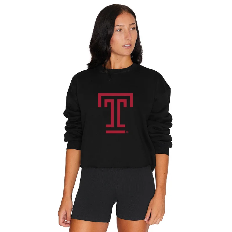 Temple Owls Black Crewneck