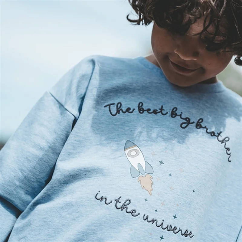 That's Mine Light Blue Melange Finley Little Brother Sweatshirt