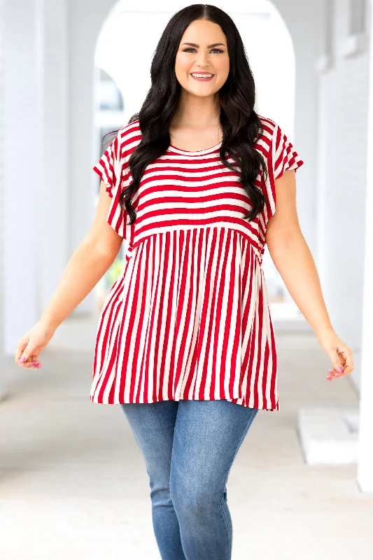 Waldo Top, Red/Ivory