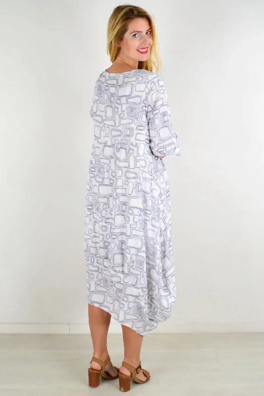 White Block Bubble Tunic Dress