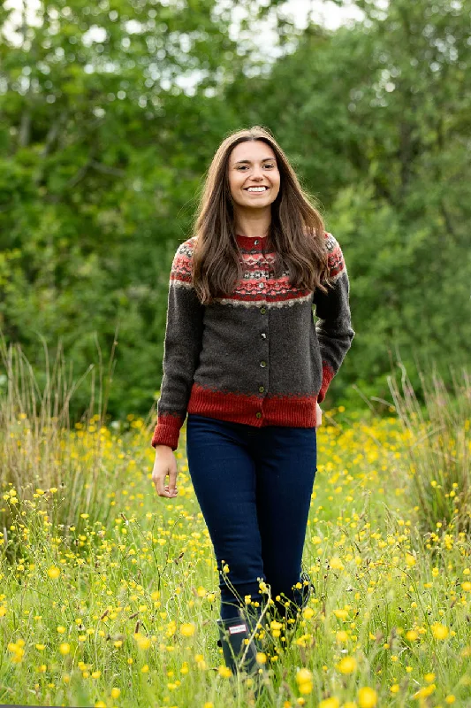 Womens Crathie Fair isle Cardigan - Brown