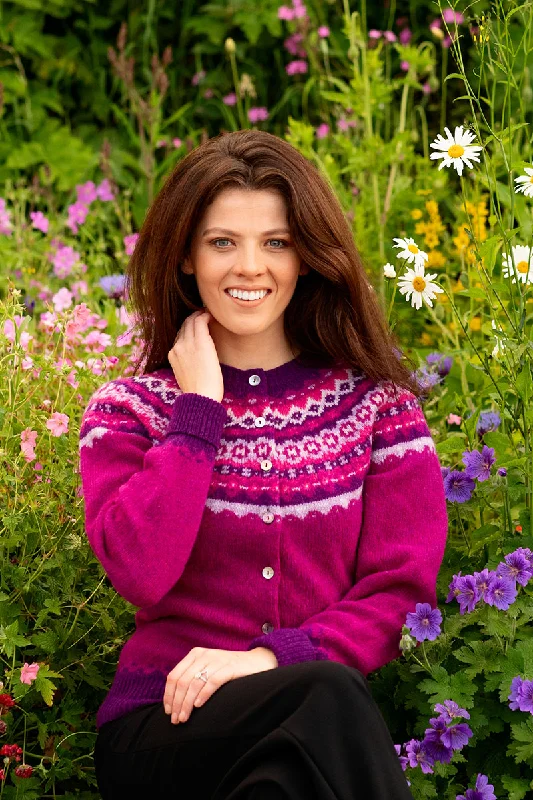 Womens Crathie Fair isle Cardigan - Pink