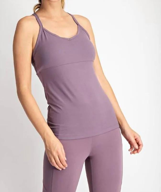 Butter Soft Padded Tank Top In Frosted Mulberry