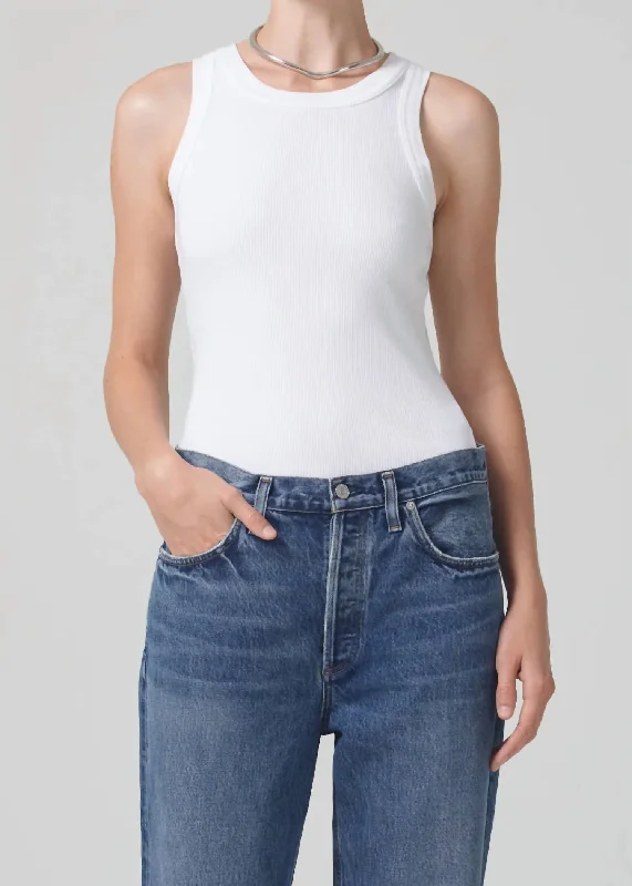 Isabel Rib Tank Top In White