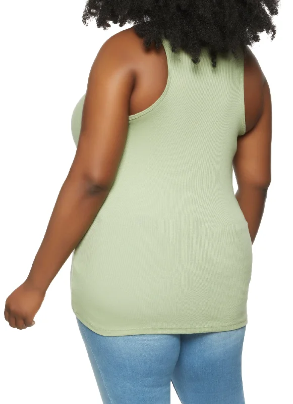 Plus Size Ribbed Knit Tank Top