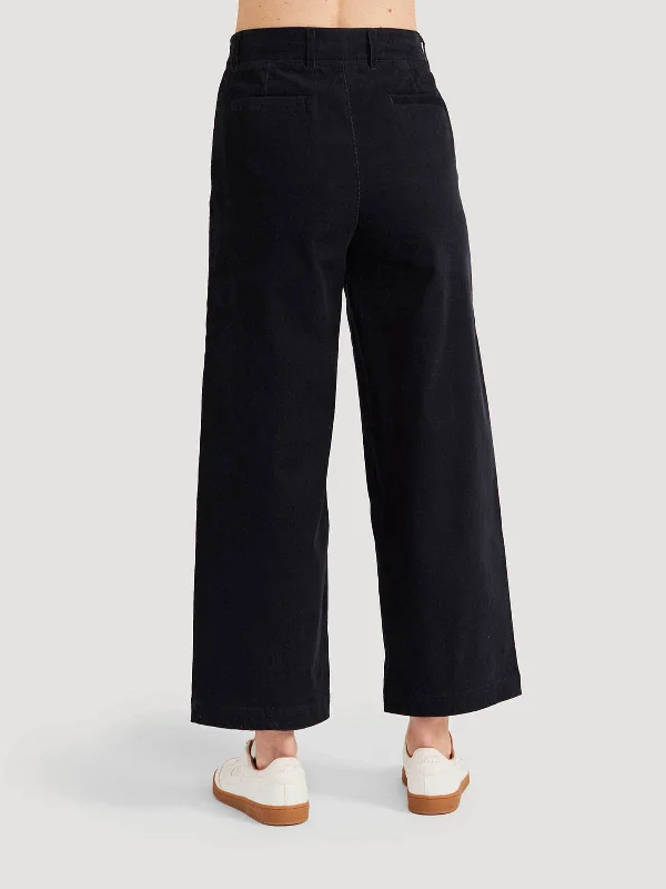 Milou Organic Cotton Corduroy Wide Leg Culottes - Black